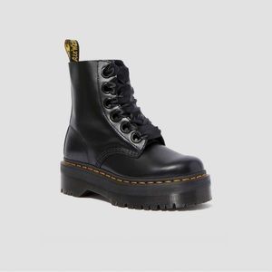 DR MARTEN MOLLY WOMEN'S LEATHER PLATFORM BOOTS - Black